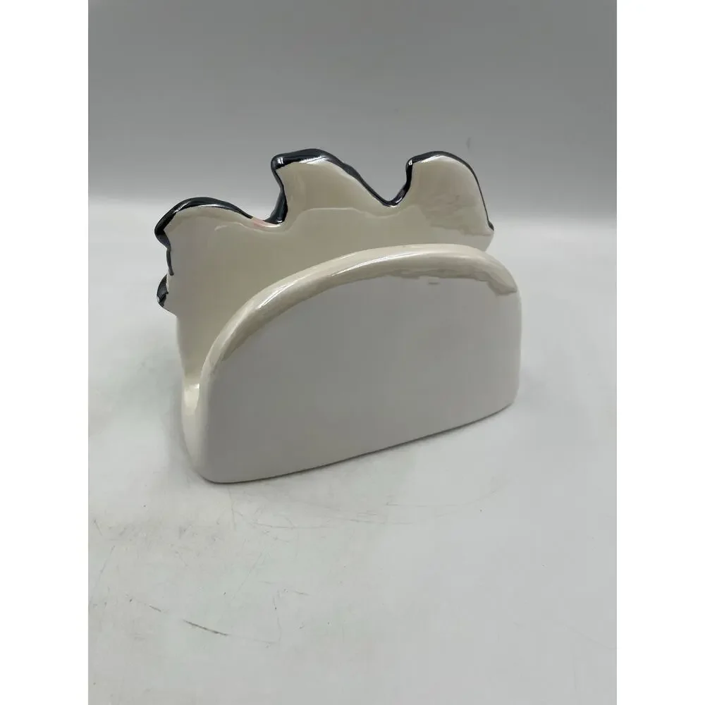 Little Village Transpac Pinkoween Ghost Trio with Witch Hats Napkin Holder NEW